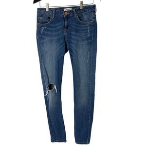 Womens Forever 21 Jeans Sz 27 Distress Skinny Medium Wash Denim Mid Rise 4069